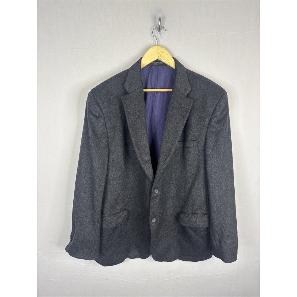 Men’s 100% Cashmere Blazer Jacket Gray Charcoal  — Size 48 (XL/XXL Fit)